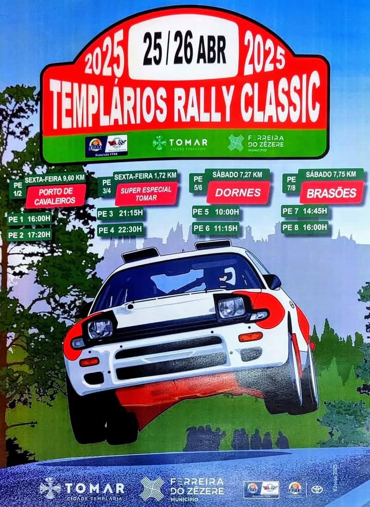 Templários Rally 2025: Trânsito condicionado nas freguesia de Nossa Senhora do Pranto e Bêco Templários Rally 2025: Trânsito condicionado nas freguesia de Nossa Senhora do Pranto e Bêco