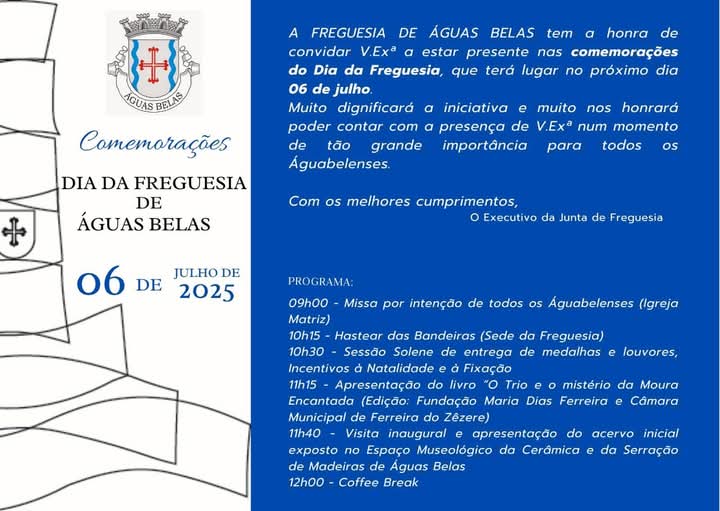 Águas Belas celebra hoje o Dia da freguesia Águas Belas celebra hoje o Dia da freguesia