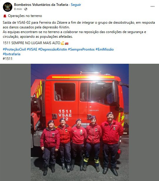 Município de Ferreira do Zêzere ativa Plano Municipal de Emergência devido à Depressão Kristin