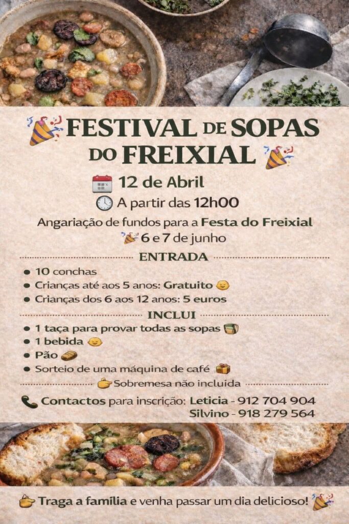 Festival de Sopas do Freixial promete sabores, música e solidariedade este domingo