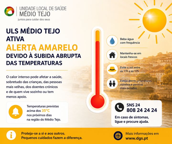 ULS Médio Tejo emite Alerta Amarelo de Saúde Pública devido ao aumento das temperaturas