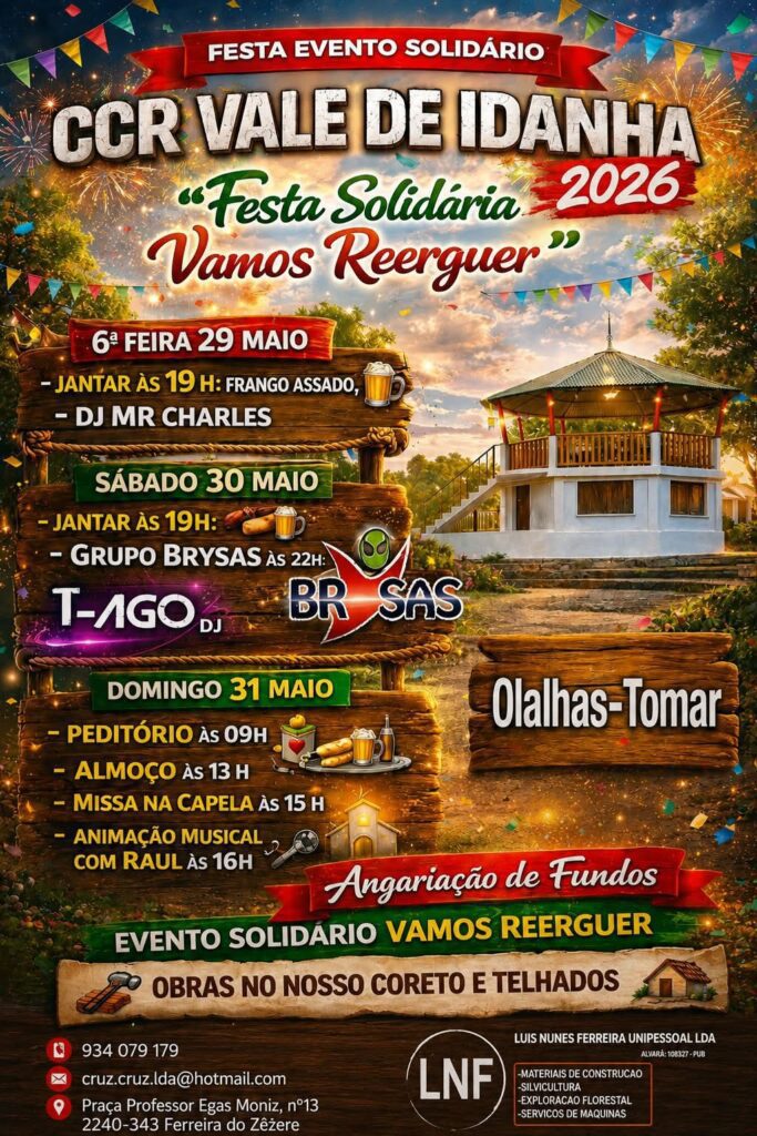 TOMAR: CCR Vale de Idanha promove festa solidária para obras no coreto e telhados
