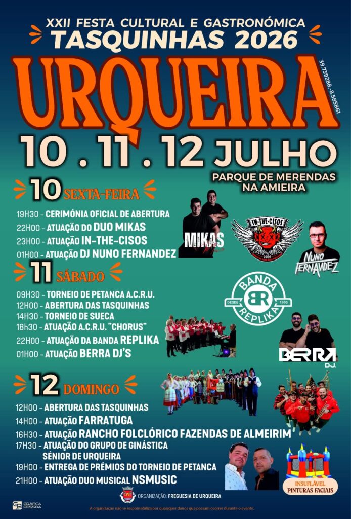 OURÉM: XXII Festa Cultural e Gastronómica Tasquinhas de Urqueira começa esta sexta-feira