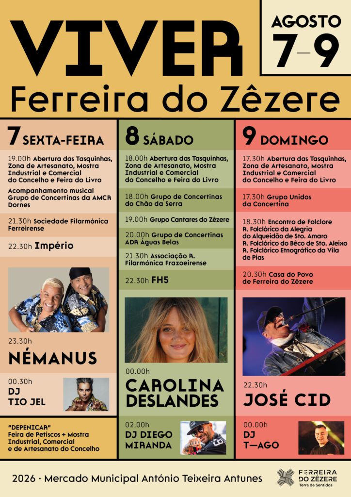 Viver Ferreira do Zêzere está de regresso de 7 a 9 de agosto de 2026 Viver Ferreira do Zêzere está de regresso de 7 a 9 de agosto de 2026