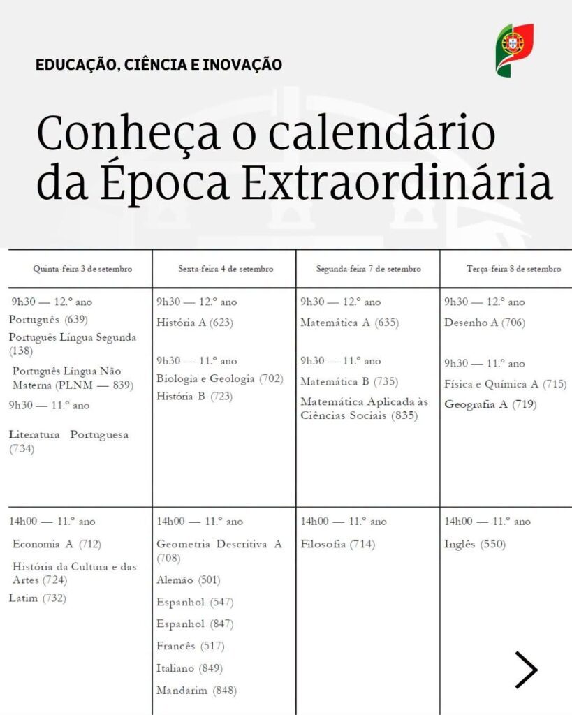 Exames Nacionais 2026: Governo define calendário da época extraordinária e alarga prazo de candidatura ao Ensino Superior