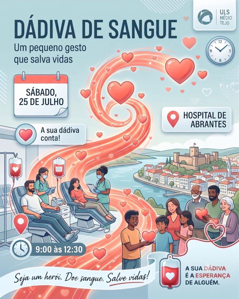 ULS Médio Tejo promove recolha de sangue este sábado no Hospital de Abrantes ULS Médio Tejo promove recolha de sangue este sábado no Hospital de Abrantes