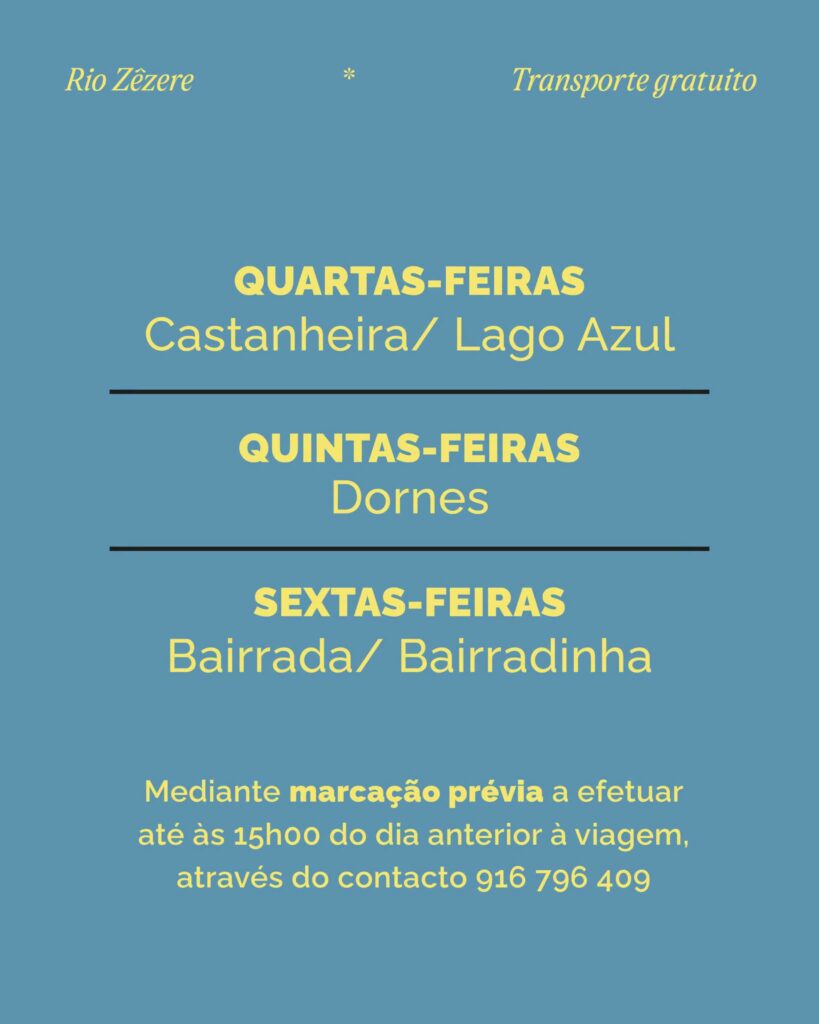 Ferreira do Zêzere: transporte gratuito para as praias fluviais e Dornes durante a época balnear Ferreira do Zêzere: transporte gratuito para as praias fluviais e Dornes durante a época balnear
