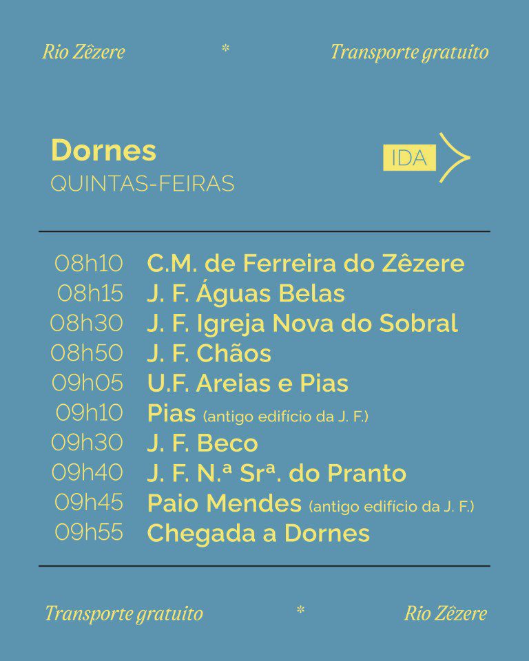 Transporte gratuito para as praias fluviais e Dornes arrancou esta quarta-feira