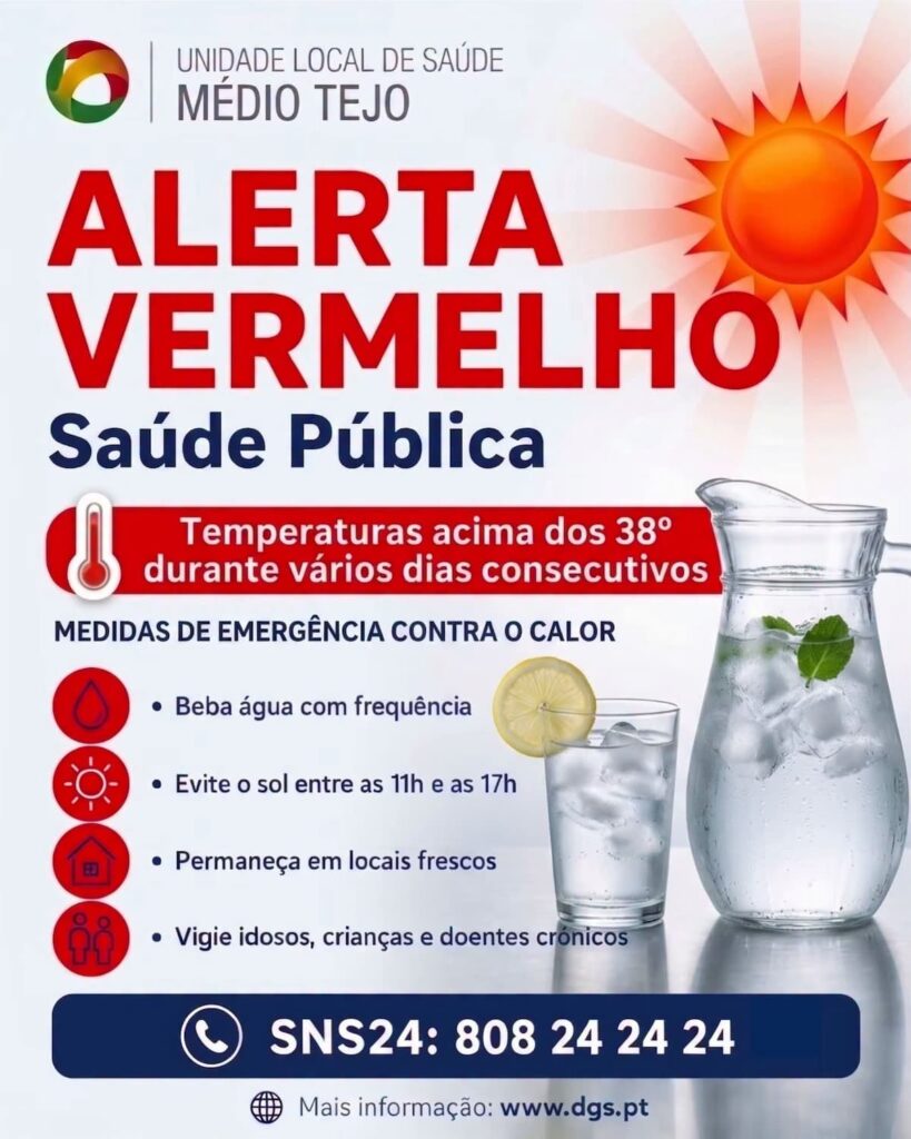 ULS Médio Tejo ativa “Alerta Vermelho de Saúde Pública” devido ao calor intenso ULS Médio Tejo ativa “Alerta Vermelho de Saúde Pública” devido ao calor intenso