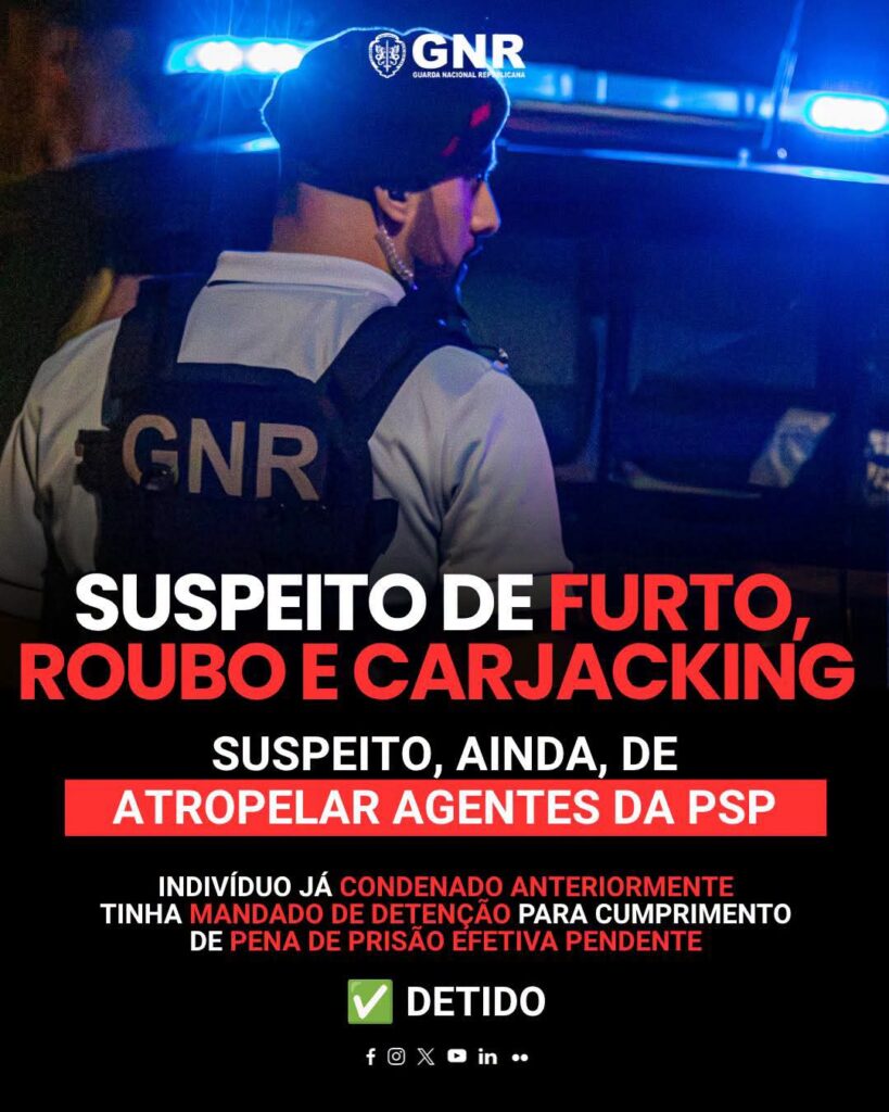 Detido indivíduo com mandado de detenção pendente para cumprimento de pena de prisão efetiva