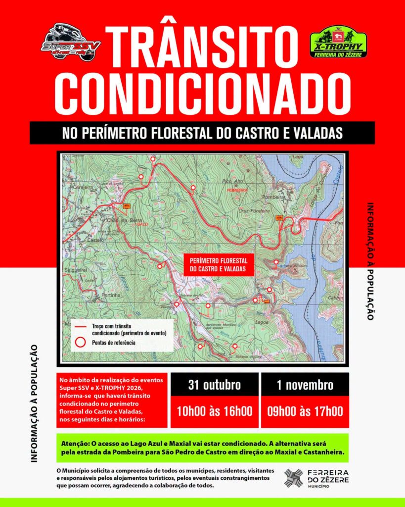 F. do Zêzere: Trânsito condicionado no perímetro florestal do Castro e Valadas - 31 de outubro e 1 de novembro