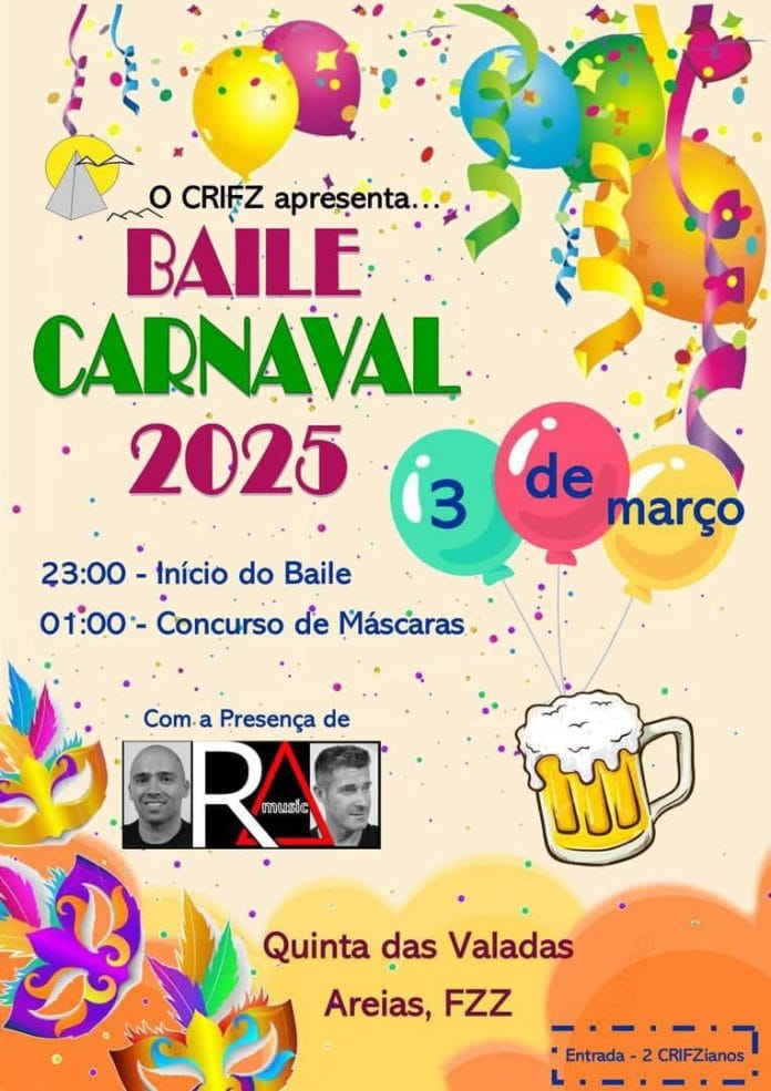 Baile de Carnaval do CRIFZ 2025 promete animação em Ferreira do Zêzere