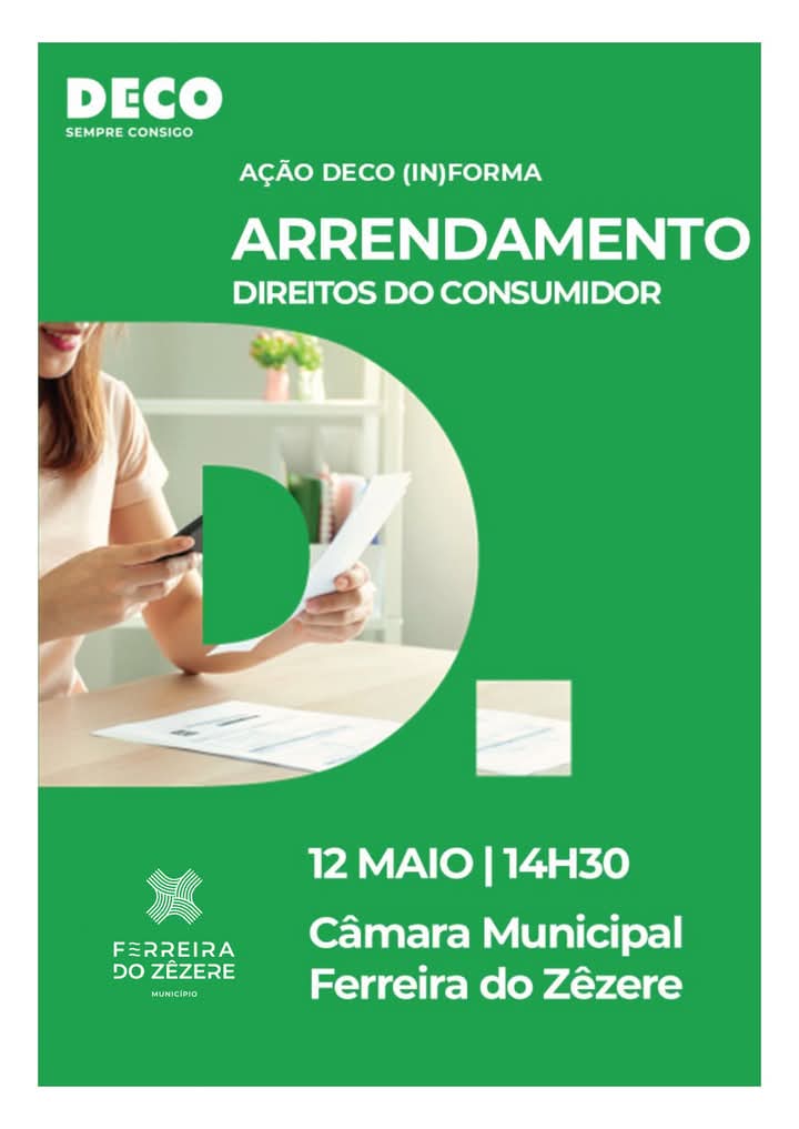 Ação de (In)formação da DECO dia 12 de Maio em Ferreira do Zêzere Ação de (In)formação da DECO dia 12 de Maio em Ferreira do Zêzere