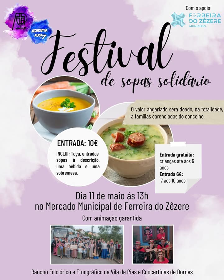 Está a decorrer no Mercado Municipal de Ferreira do Zêzere: Festival de sopas Solidário Audax