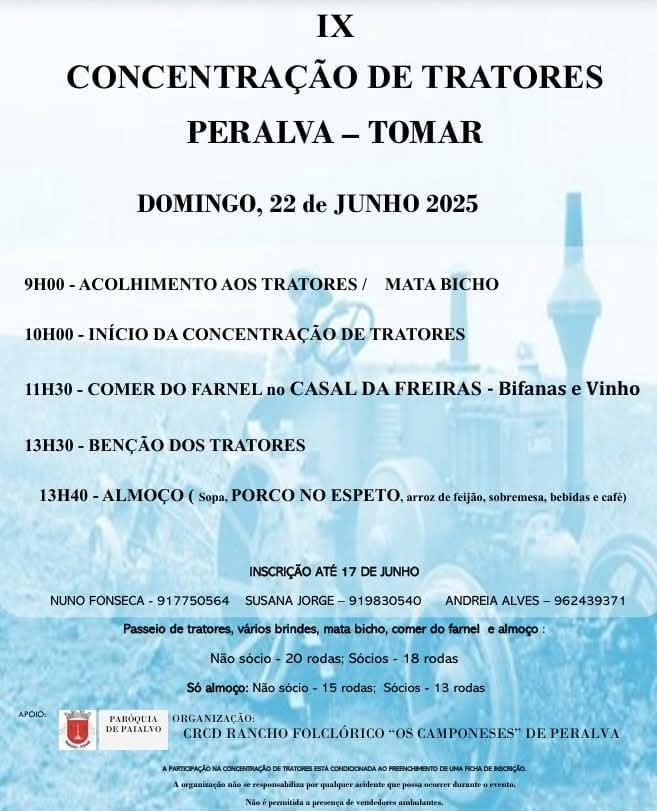 Tomar: Peralva recebe IX Concentração de Tratores a 22 de junho Tomar: Peralva recebe IX Concentração de Tratores a 22 de junho