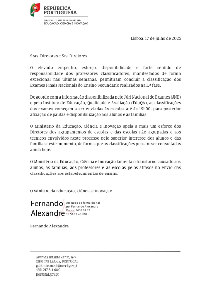 Classificações dos Exames Nacionais já estão afixadas em Ferreira do Zêzere: serviços administrativos abrem este sábado de manhã Classificações dos Exames Nacionais já estão afixadas em Ferreira do Zêzere: serviços administrativos abrem este sábado de manhã